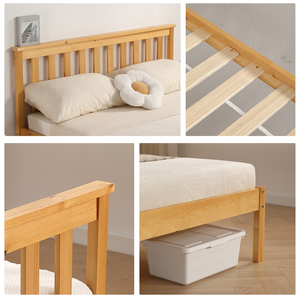 image 1 of 4ft6 Double Low Footend   Wooden Bed Frame In Pine