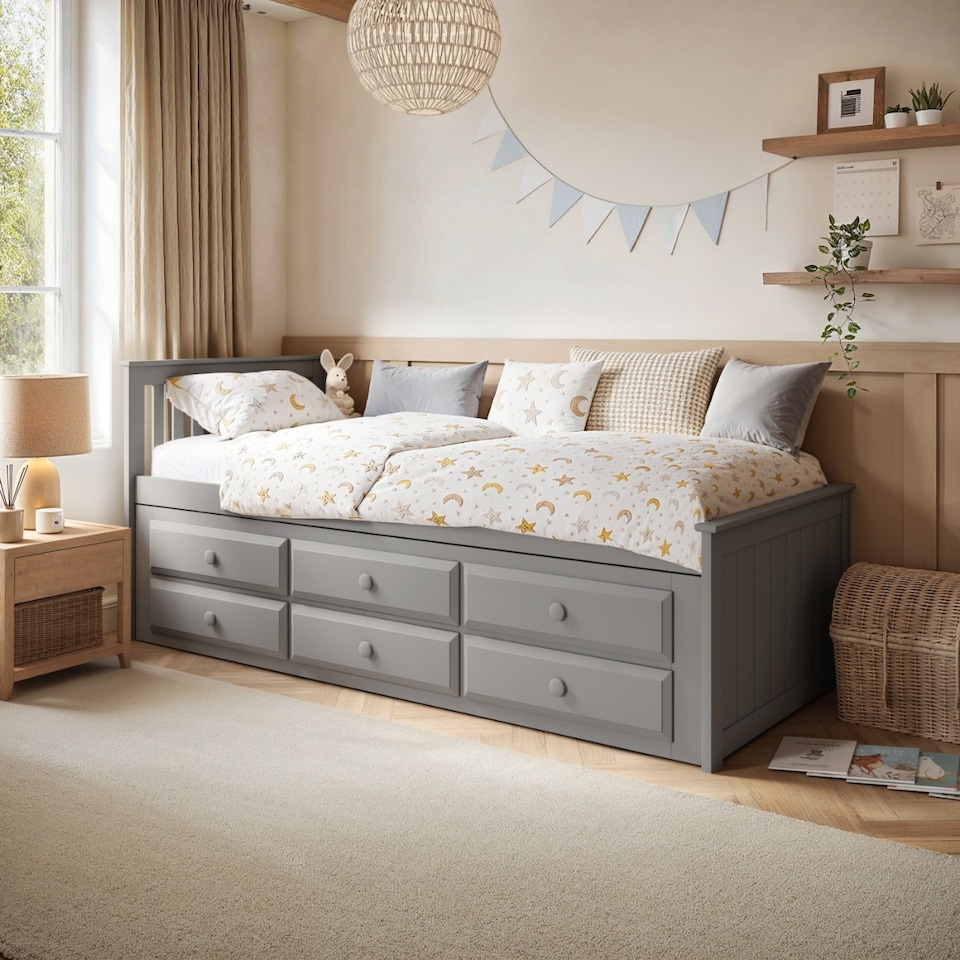 image 1 of Flair Montana Captain's Bed with Drawers & Trundle Grey