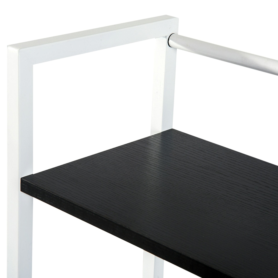image 1 of HOMCOM Computer Desk Laptop Table w/4-tier Bookshelf Metal Frame Black, White