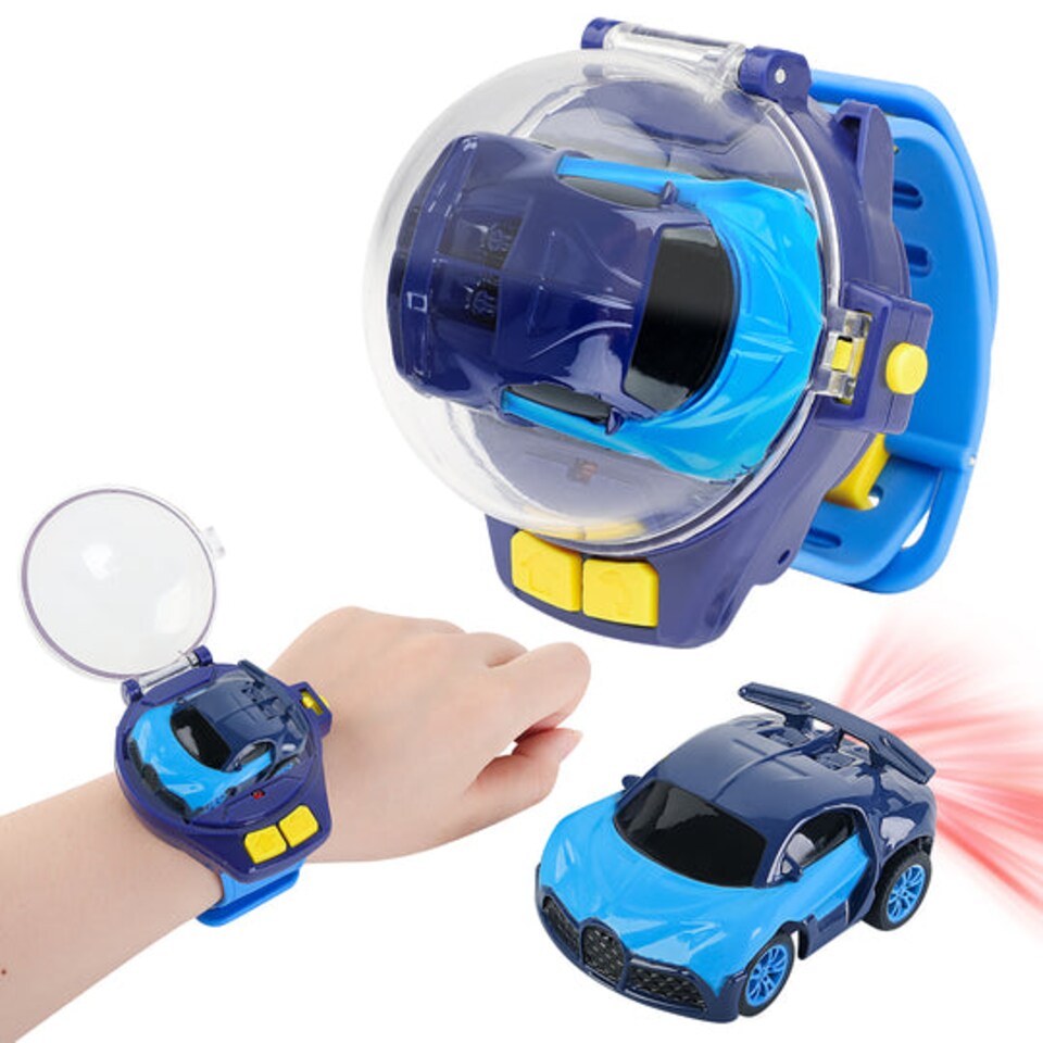 image 1 of Blue Remote Control Watch Car - Wearable Control Car Toy for Kids, Safe & Durable
