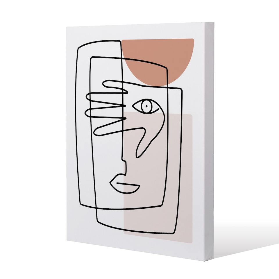 line drawing of face and hand (Canvas Print) / 61 x 91 x 4cm | Multi