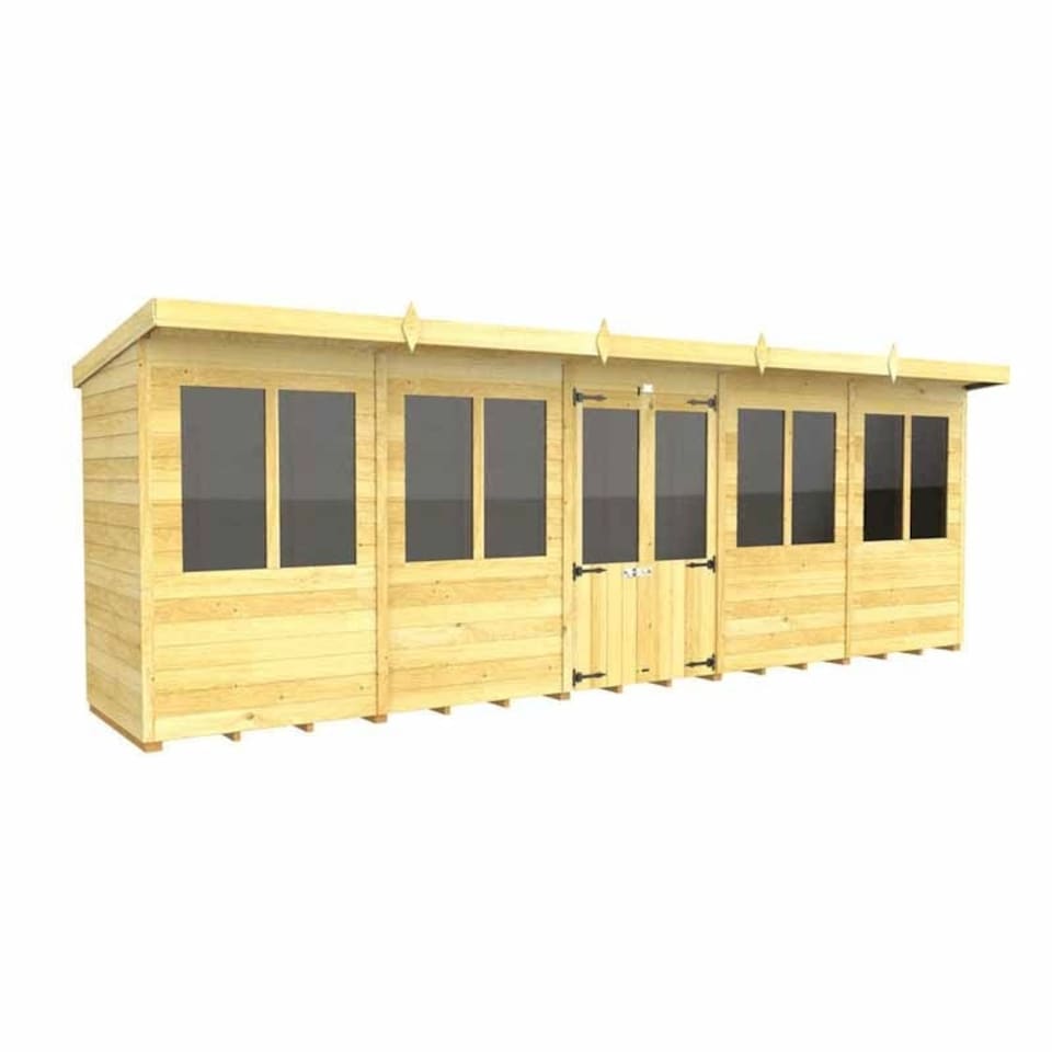 image 1 of 20ft x 4ft Pent Summer House - Wood - L118 x W589 x H201 cm Brown