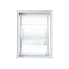 120cm White Faux Wood Venetian Blind With Strings 210cm Drop White | White