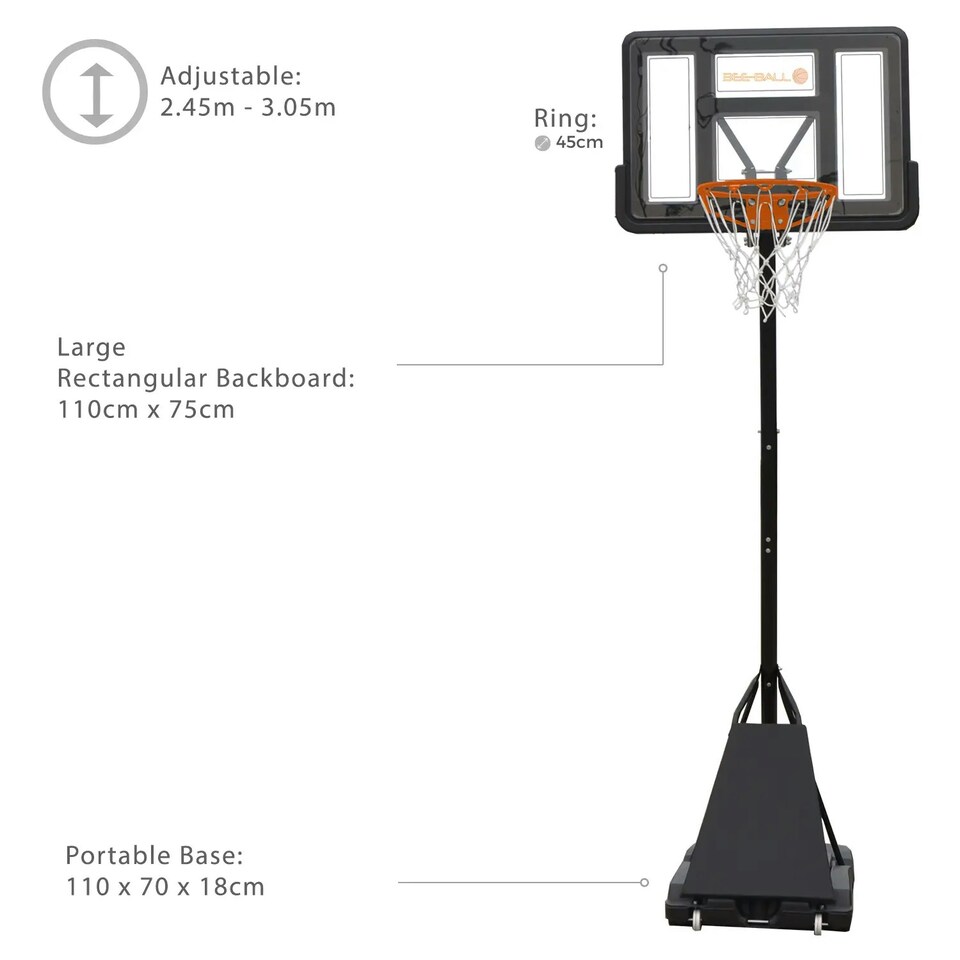 image 1 of Bee-Ball Ultimate Basketball Hoop with Stand