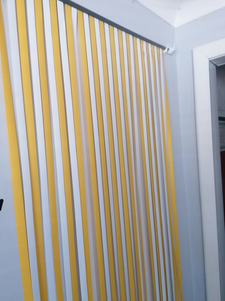 image 1 of Slat type Door Curtain,Bug Blind,Fly Blind,Strip Blind-YELLOW & WHITE - 80cm wide x 200cm drop Yellow | White