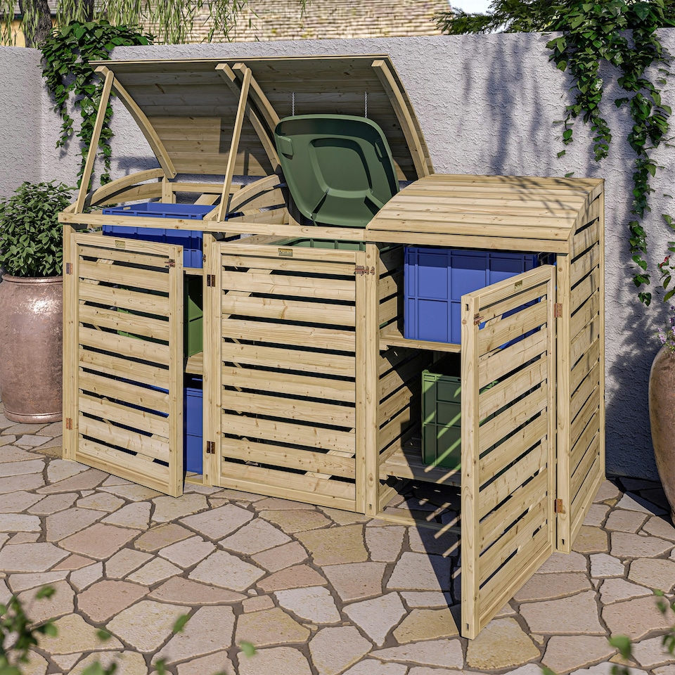 image 1 of Rowlinson Timber Single Bin Store With Double Box Store Brown
