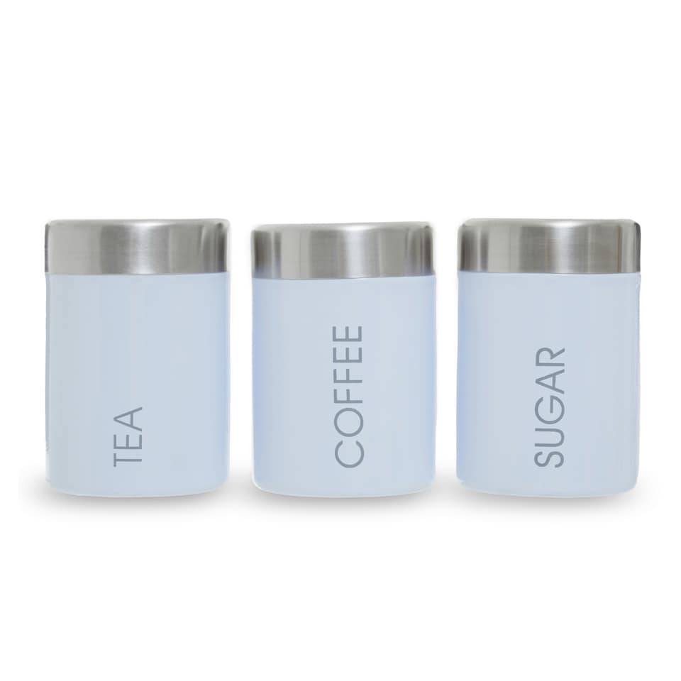 image 1 of Interiors By Premier Elegant Design White Enamel Tea Coffee And Sugar Set, Durable Design Tea Coffee And Sugar Set For Kitchen