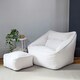 image 3 of icon Natalia Borg Adults Bean Bag Armchair and Pouffe, Ready Filled Large Beanbag and Footstool Natural Beige Cream