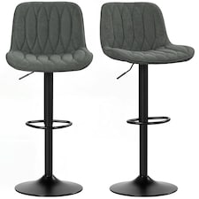 HOMCOM Bar Stools Set of 2, Modern Armless Bar Chairs Grey
