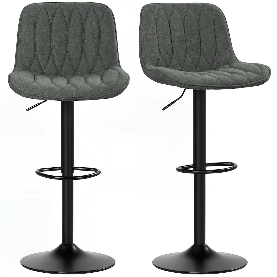 image 1 of HOMCOM Bar Stools Set of 2, Modern Armless Bar Chairs Grey