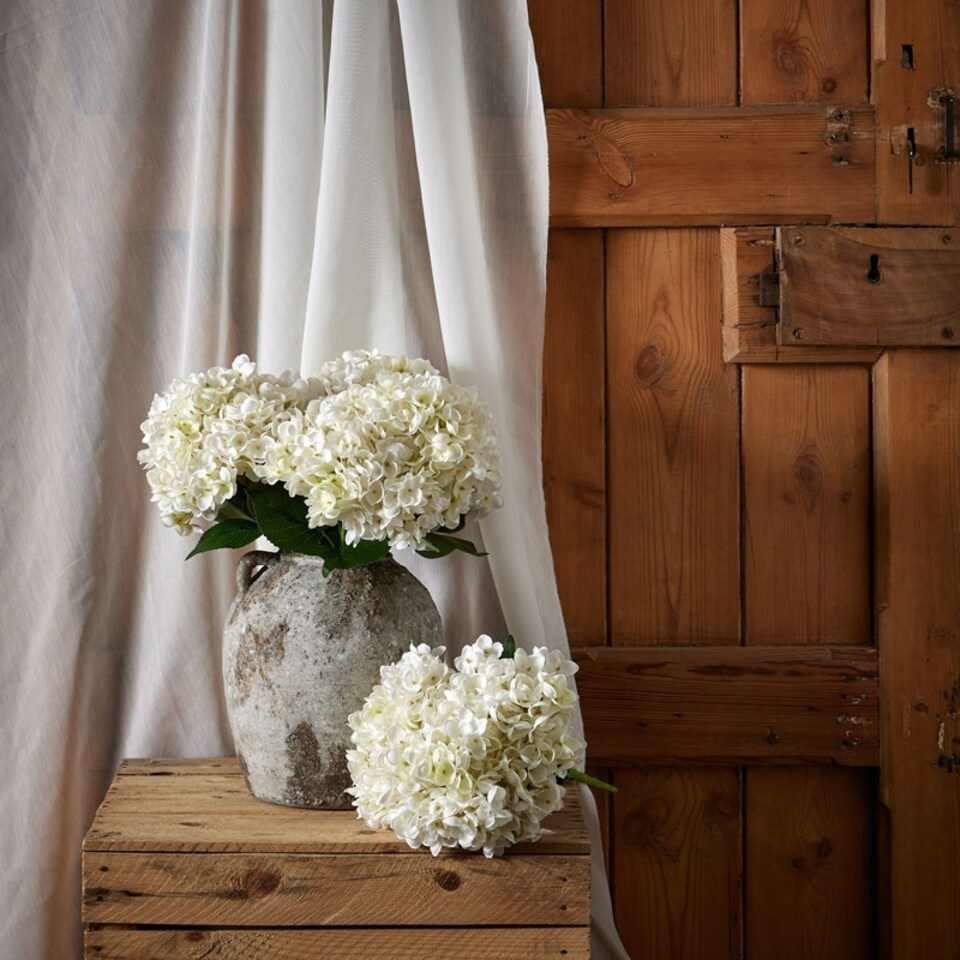 image 1 of Artificial Hydrangea Bunch - Plastic - L23 x W23 x H47 cm - White