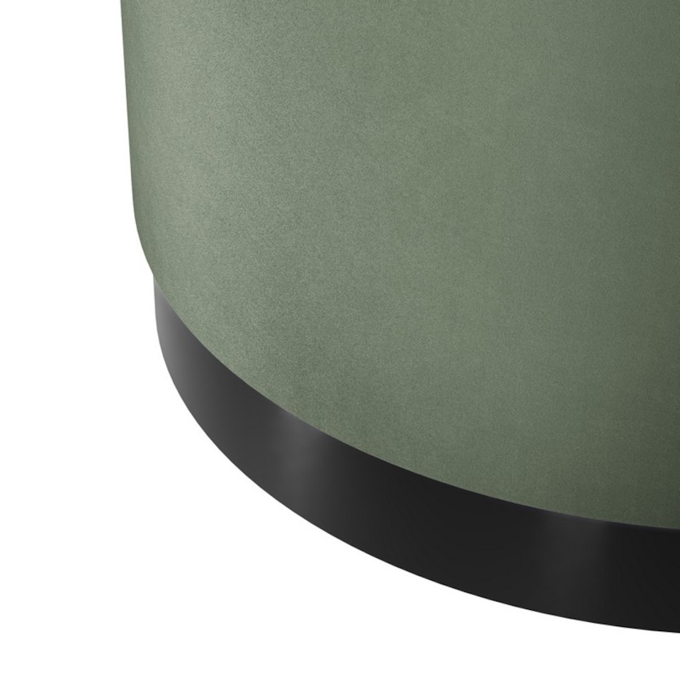 image 1 of Lara Large Pouffe - Velvet/Metal - L60.5 x W60.5 x H35.5 cm - Sage/Black Matte