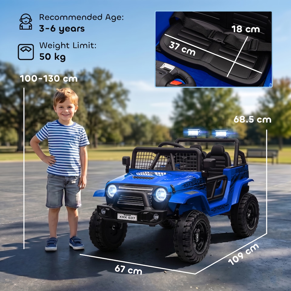 image 1 of AIYAPLAY Kids Ride On Car, 12V Electric Truck w/ Suspension, Blue