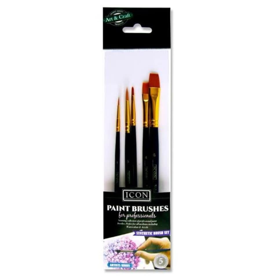 image 1 of Pack of 5 Synthetic Paintbrush Set by Icon Art