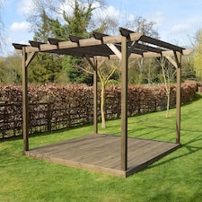 Garden Pergola and Decking Kit - Wood - L300 x W300 x H270 cm - Rustic Brown
