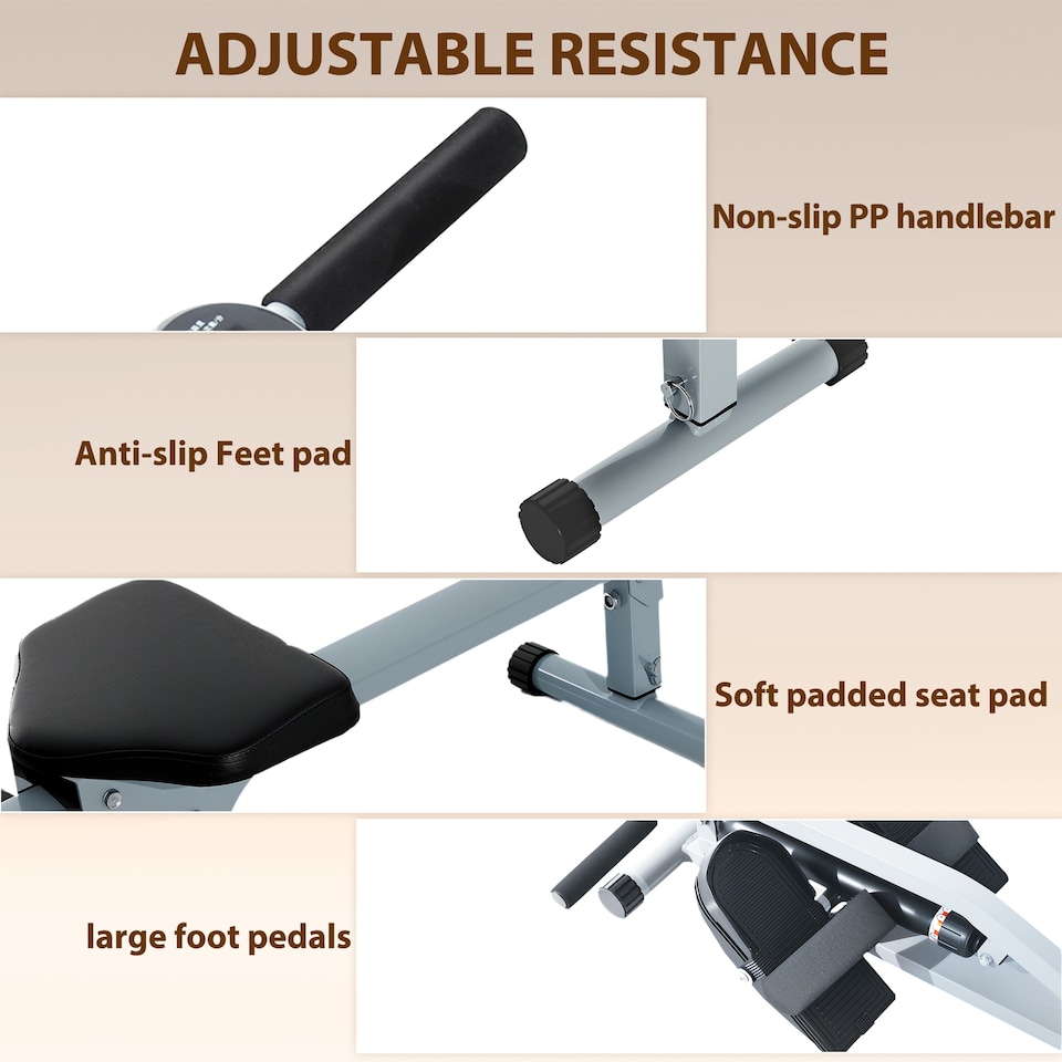 image 1 of HOMCOM 12 Level Fitness Rowing Machine Cardio Fitness Workout and Gym Training