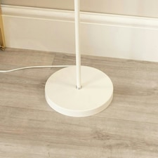 ValueLights Woody White Metal Dome Shade Wooden Base Freestanding Floor Lamp