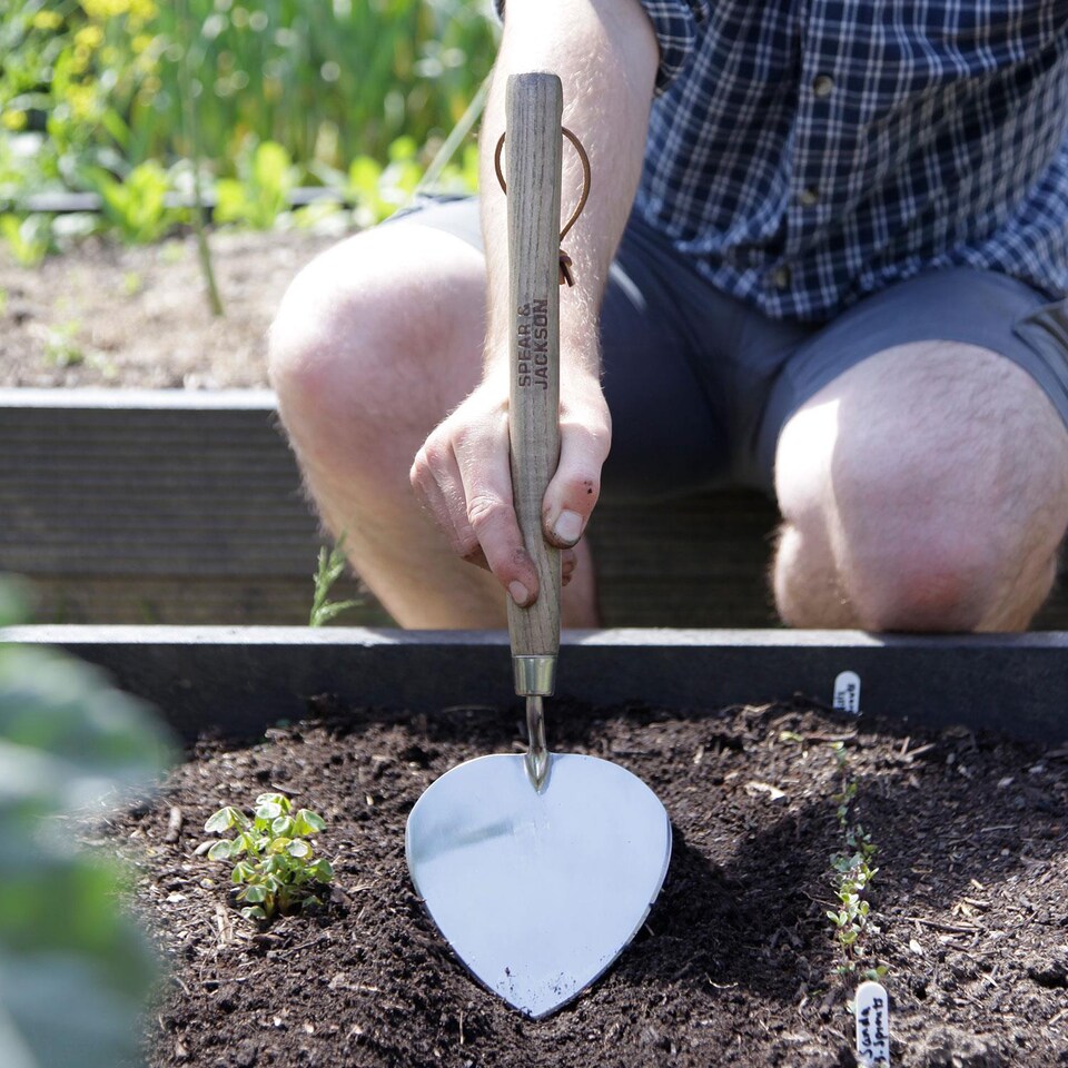 image 1 of Spear & Jackson Traditional Stainless Heart-Shaped Dutch Style Trowel, Brown