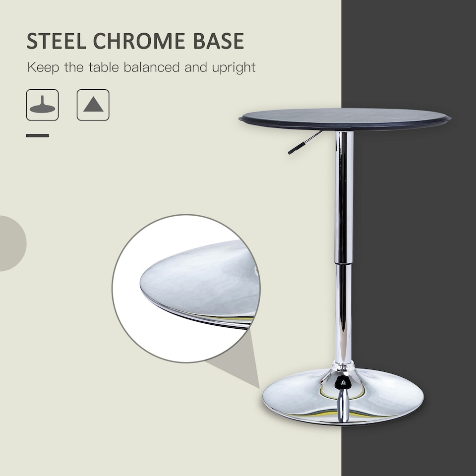 image 1 of HOMCOM Round Bar Table, Swivel Bistro Table with Adjustable Height