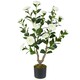 image 1 of COSTWAY 90CM Artificial Camellia Tree Faux Flower Plant White | One Size
