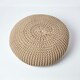 image 3 of Homescapes Linen Large Round Cotton Knitted Pouffe Footstool