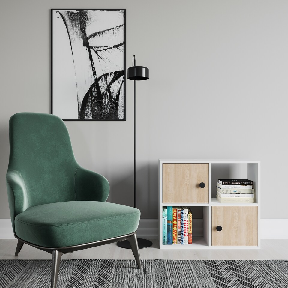 image 1 of Decorotika Tuttle 2-tier and 2 Cabinets Bookcase