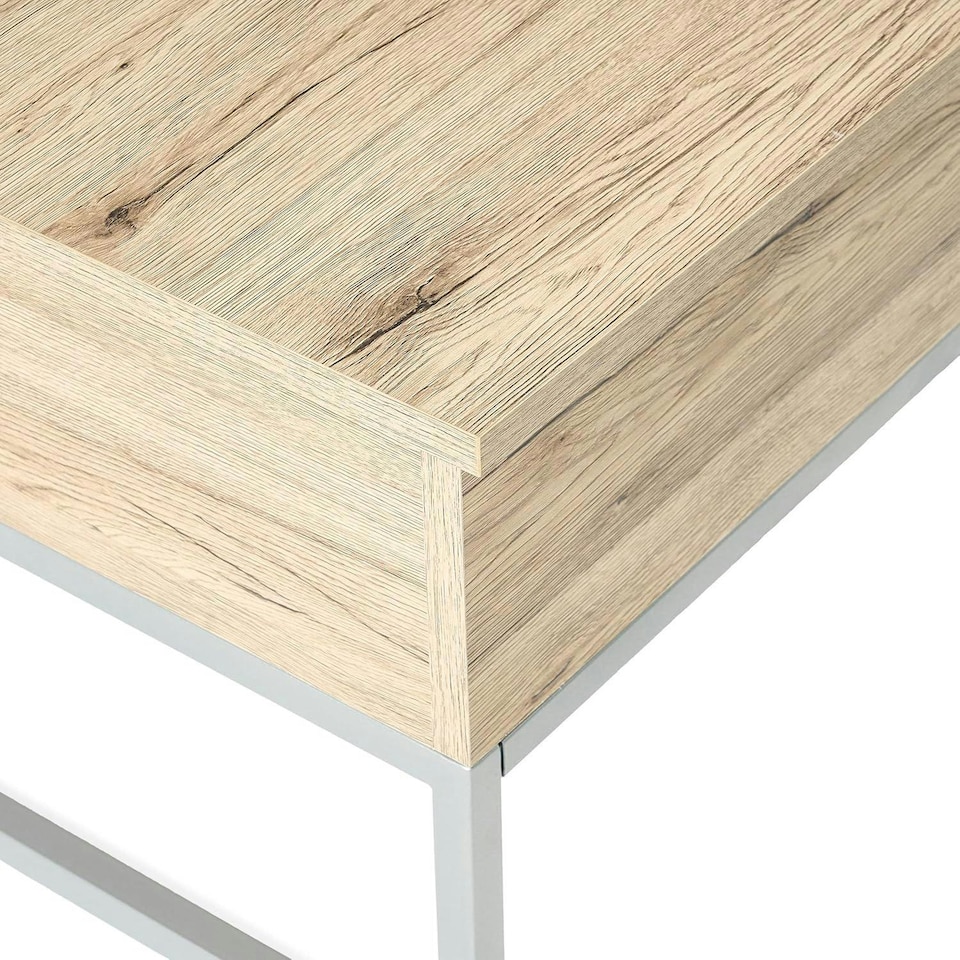 image 1 of Sandy Brown Stained Wood and Steel Lift Top Coffee Table Brown