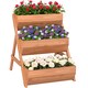 image 1 of Outsunny 3 Tier Raised Garden Bed Wooden Elevated Planter Box Kit, Brown
