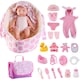 image 9 of 26-Piece Baby Doll Playset – Includes Carry Cot, Feeding Set, Clothing & Accessories