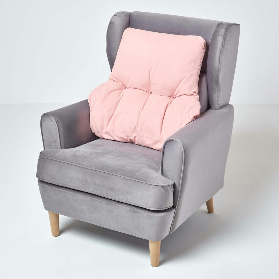 image 1 of Homescapes Pink Cotton Back Support Cushion | Pink