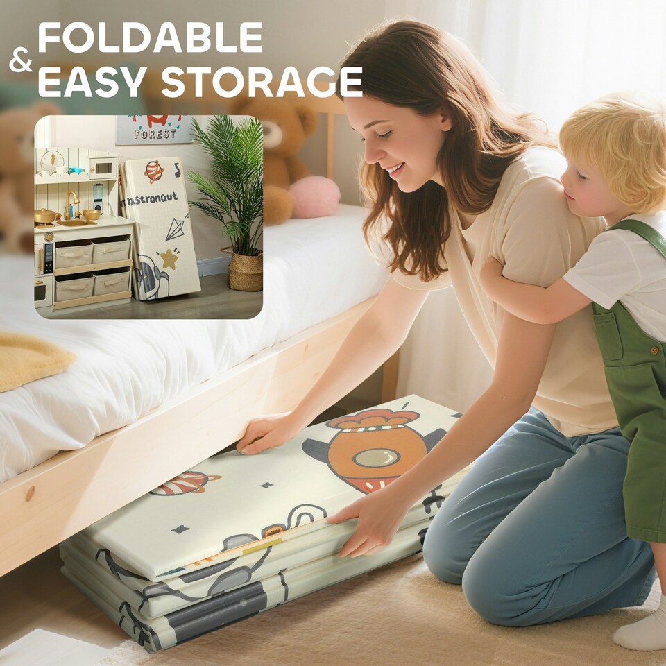 image 1 of AIYAPLAY Baby Play Mat, Foldable Activity Playmat, Astronaut & Planet Theme