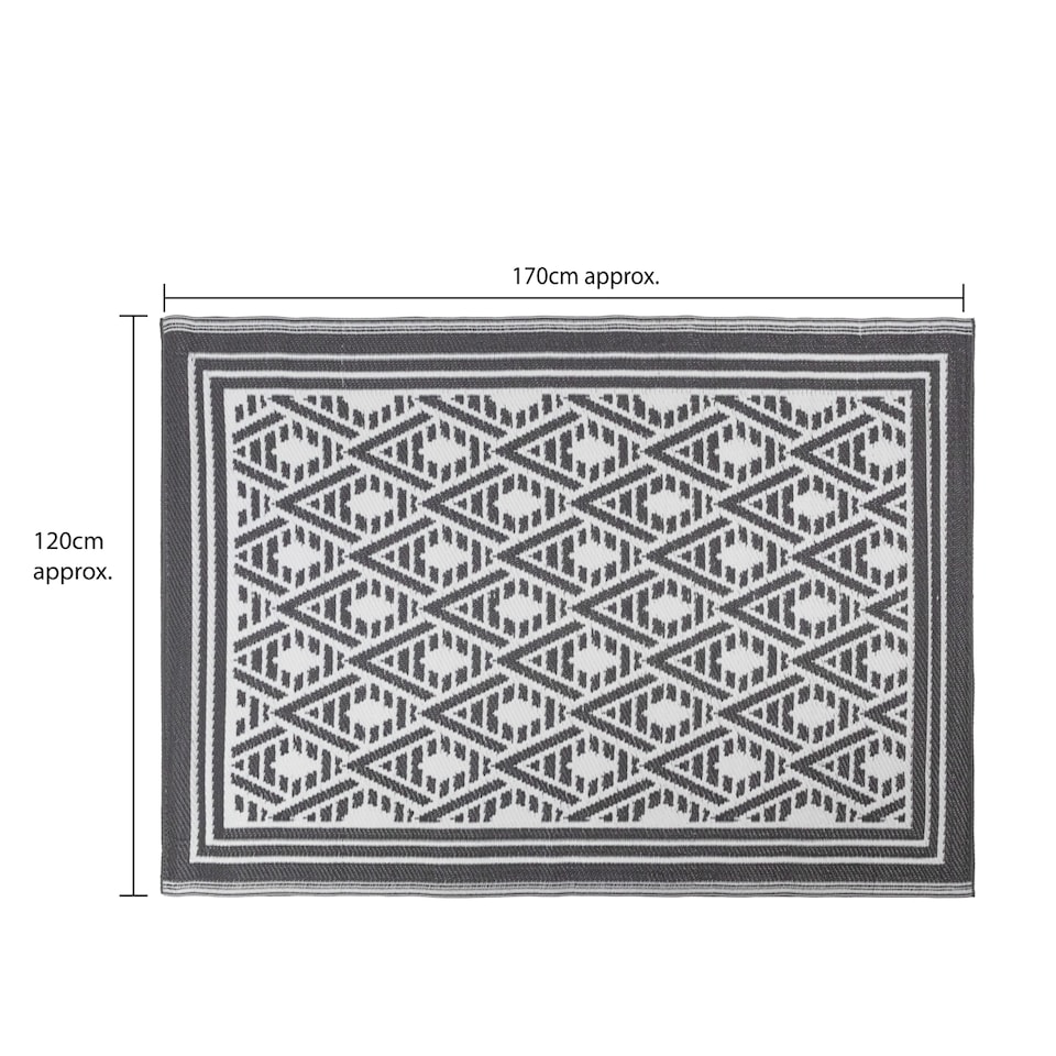 image 1 of JVL Lightweight Reversible Outdoor Rug – Geometric Pattern, Plastic Woven, 120 x 170 cm
