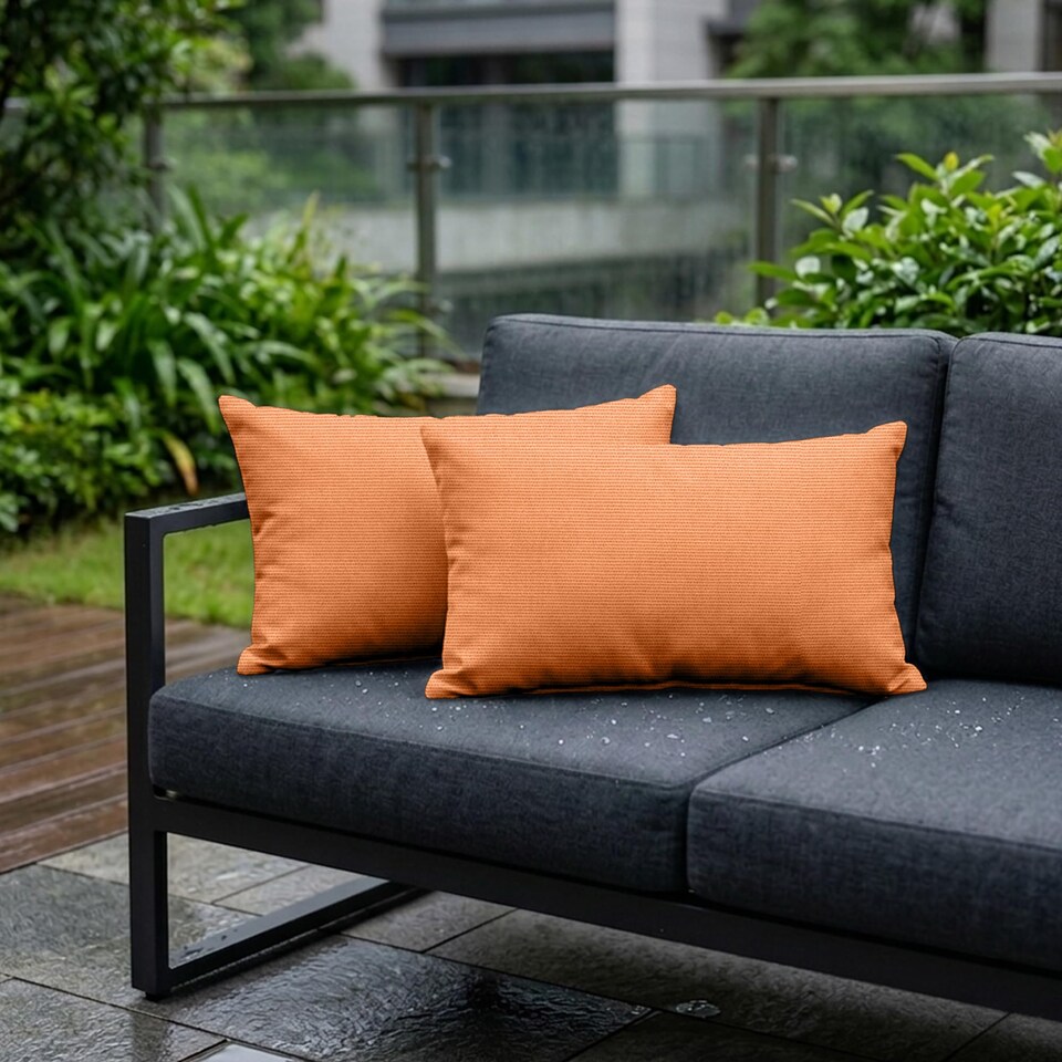 image 1 of Covers&All Sunbrella Rectangle Throw Pillows Pack Of 4, Rectangle 12 x 20, Canvas Tangarine