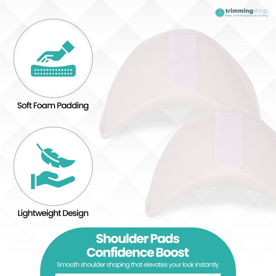 image 1 of White Anti-Slip Shoulder Pads Set-In Foam Design with Hook & Loop Fastening