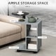 image 4 of HOMCOM C-Shape End Table Unique Storage Unit with 2 Shelves 4 Wheels Freestanding Home Office Furniture Cabinet Square Studio Grey | Grey