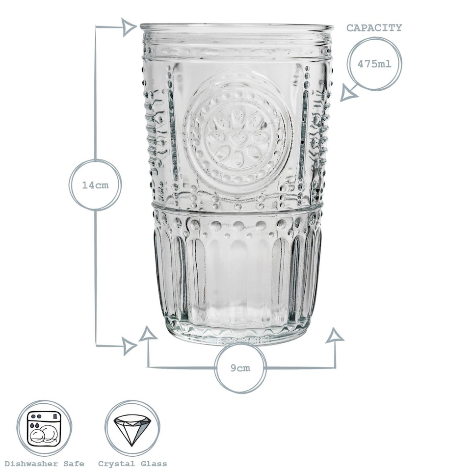 image 1 of Bormioli Rocco Romantic Highball Glasses - 475ml - Clear - Pack of 6