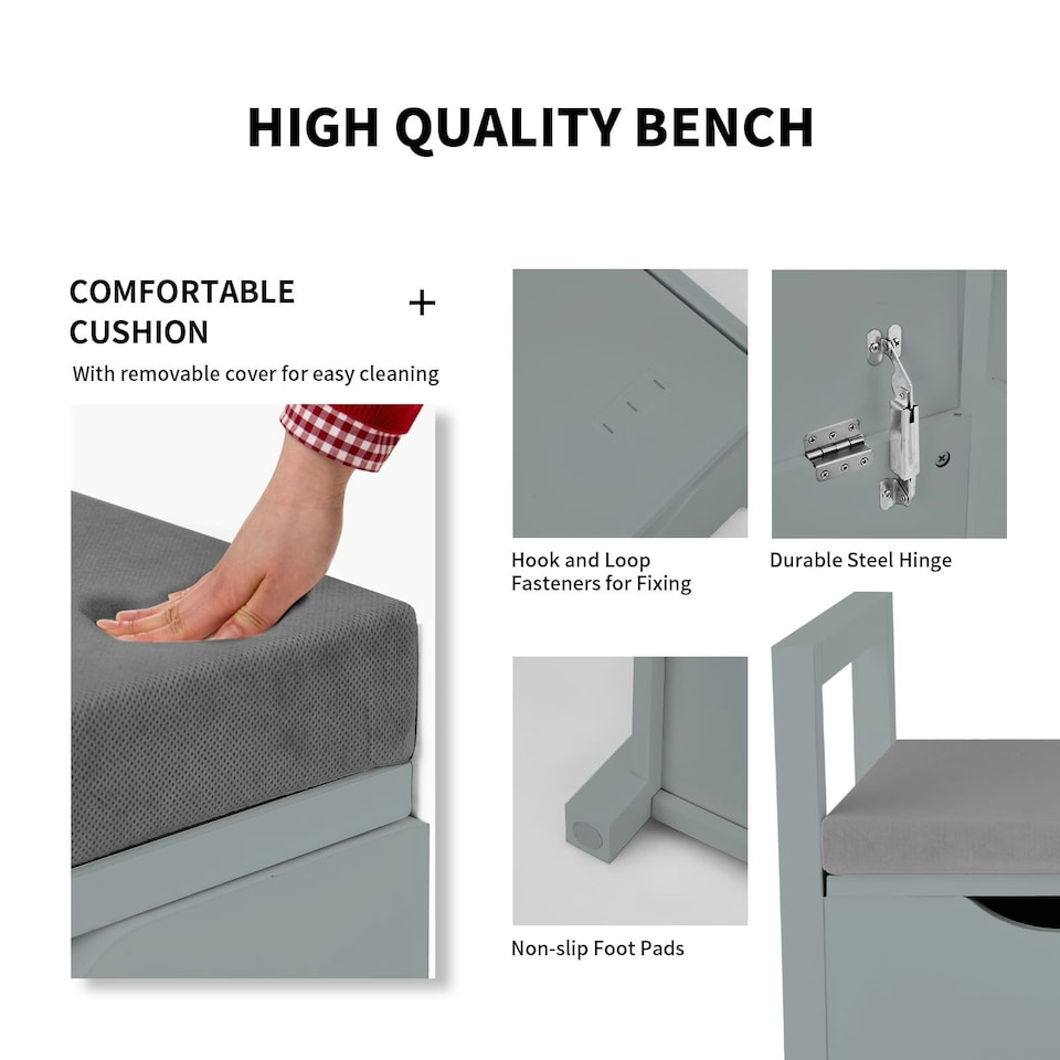 image 1 of COSTWAY Wooden Shoe Bench Shoe Storage Cabinet Organizer Grey