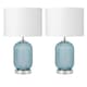 image 1 of Set of 2 Turquoise Ribbed Glass Lamps with White Shades | Chrome | White | Large | 2