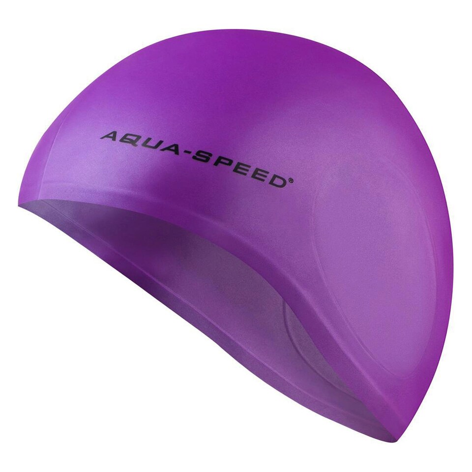 image 1 of Unisex Adult Full Ear Coverage Swimming Cap | Soft Silicone Cap for Pool Use | Purple | Purple | One Size | 1