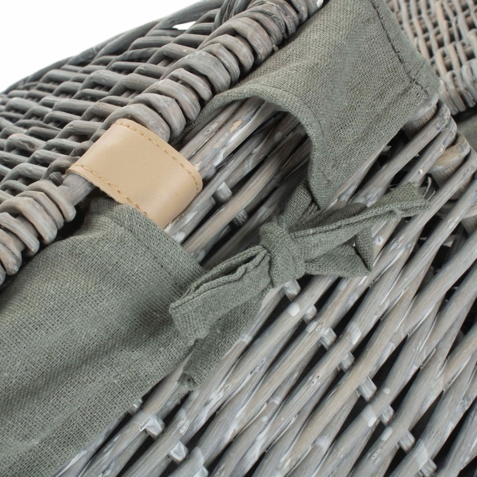 image 1 of Large Grey Wash Square Laundry Basket with Grey Sage Lining | Grey | Grey | Large