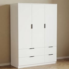 Vida Designs Trega 3 Door 4 Drawer Wardrobe Modern Storage Unit, White
