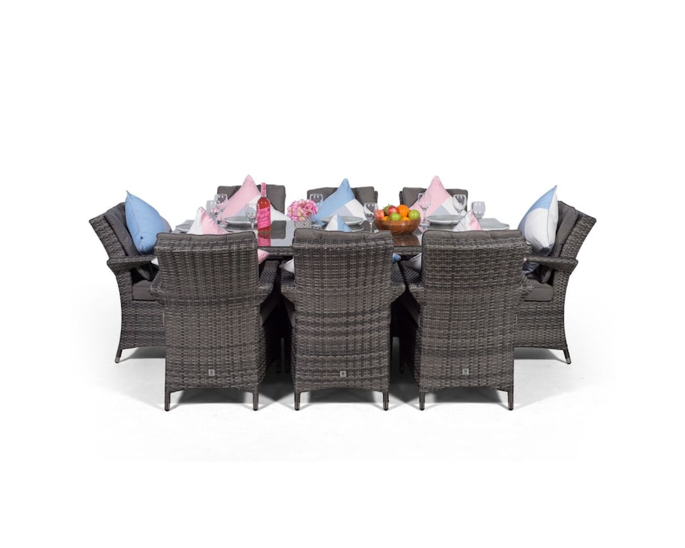 image 1 of Arizona Rectangular 8 Seater Rattan Patio Dining Set | Grey | Grey