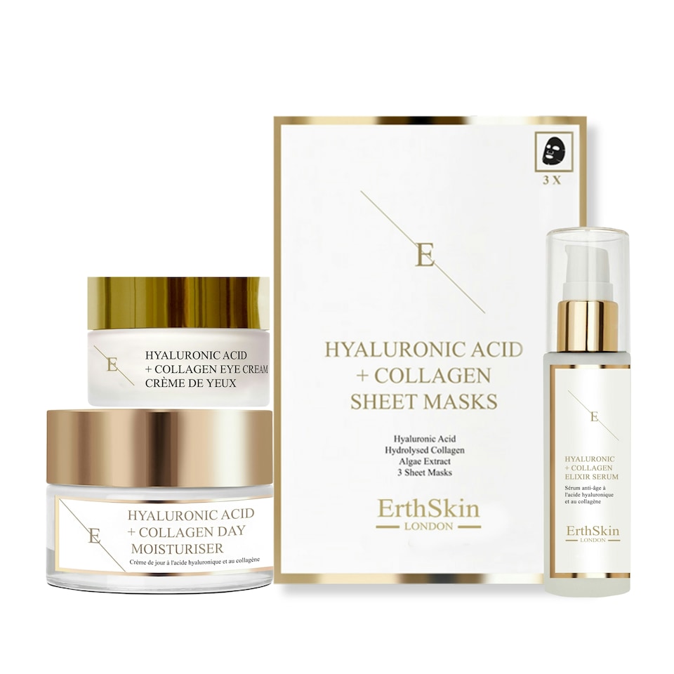 image 1 of Hyaluronic Acid Day Cream 50ml + Hyaluronic Collagen Serum 60ml + Mask - 3 Sheets+Collagen Eye Cream 30ml