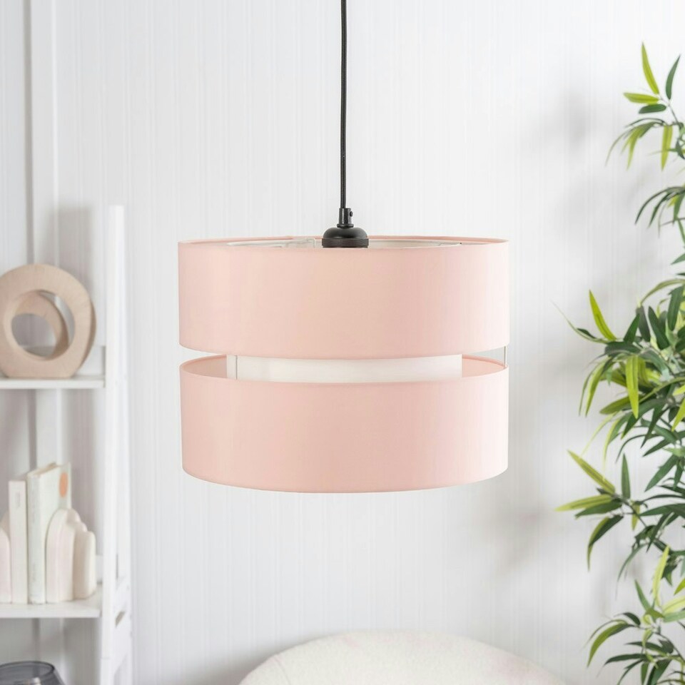 image 1 of ValueLights Sophia Pair Small Blush 2 Tier Ceiling Light Shades Pink
