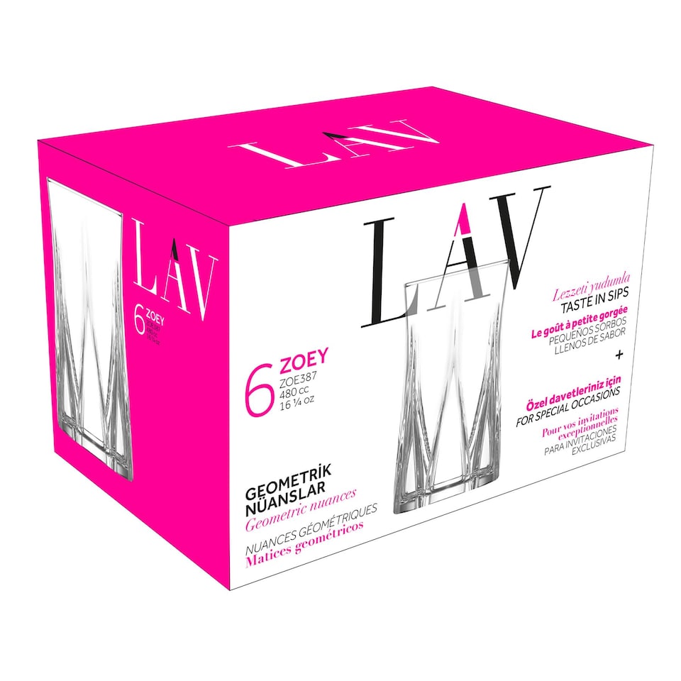 image 1 of LAV Zoey Highball Glasses - 480ml - Pack of 12