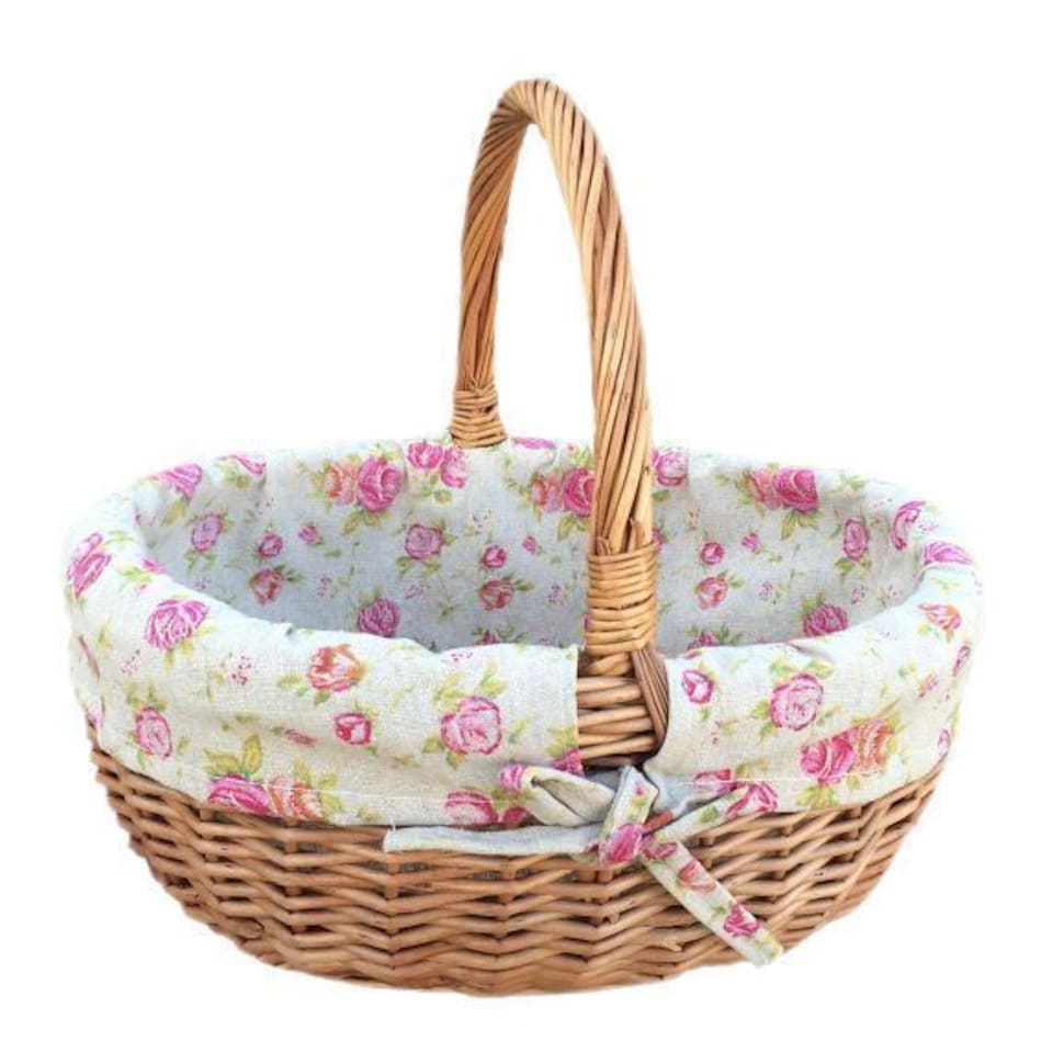 image 1 of Small Deluxe Wicker Shopping Basket | Multi | Garden Rose