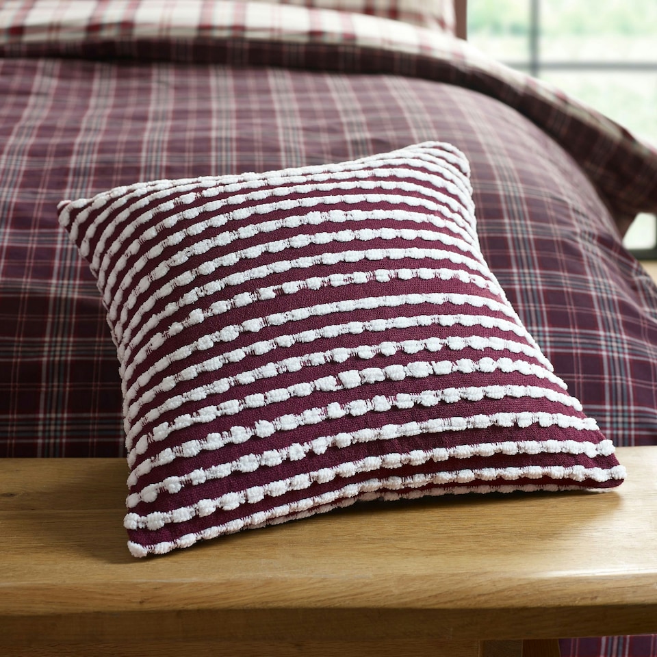 image 1 of Catherine Lansfield Stab Stitch 43x43cm Cushion Plum Purple | Plum