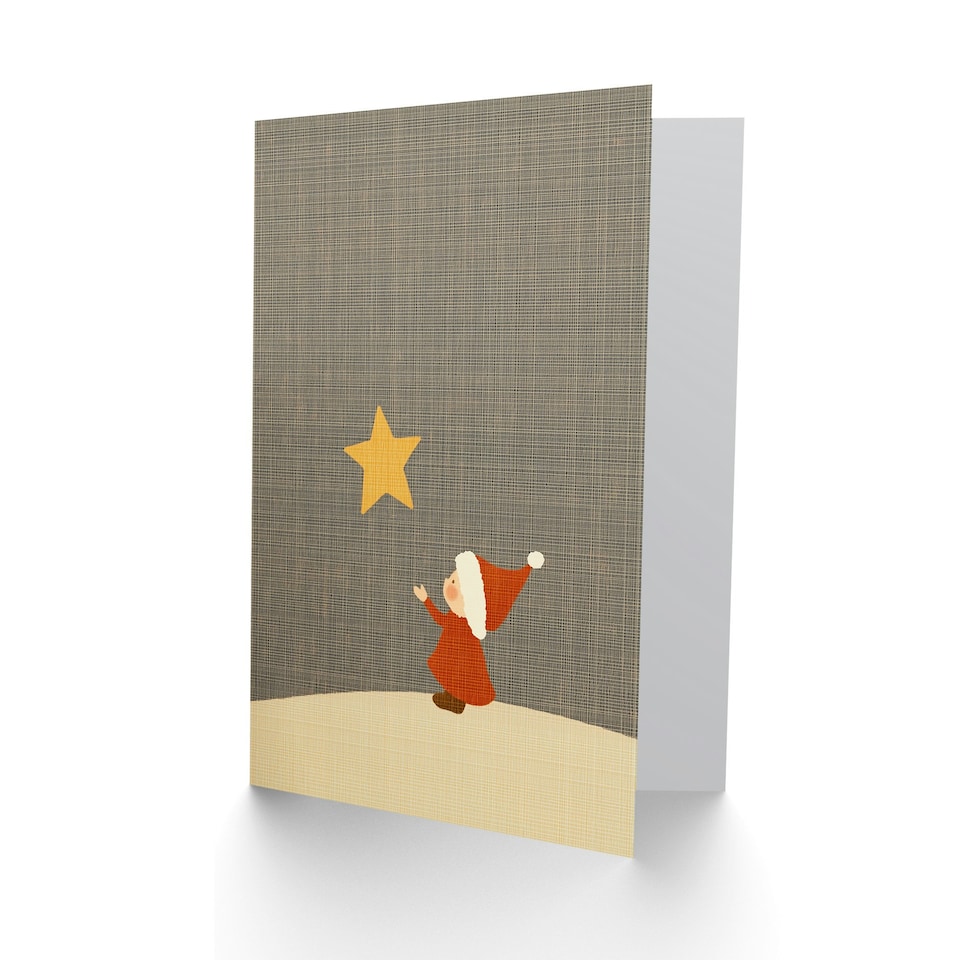 image 1 of Santa Workshop Elf Wishing On A Star Xmas Child Kids Christmas Card