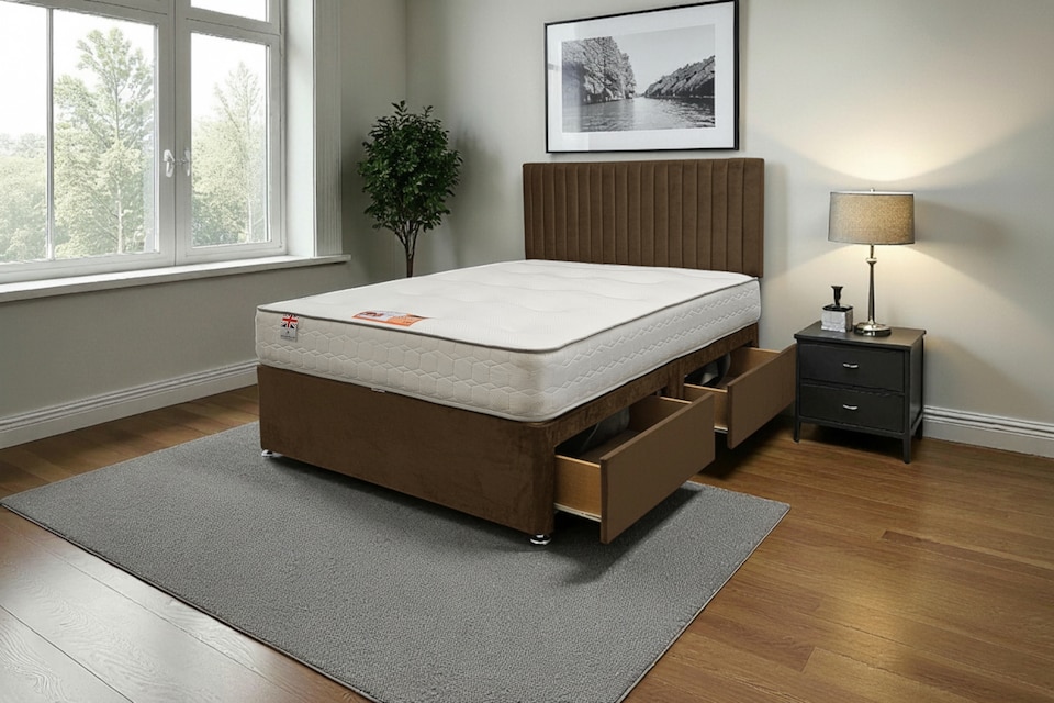 Emily Plush Bed Set, 4 Drawers With Mattress, & 24"Headboard