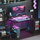 image 2 of HOMCOM LED Gaming Desk with Power Outlets and Monitor Stand 100 x 60cm Black
